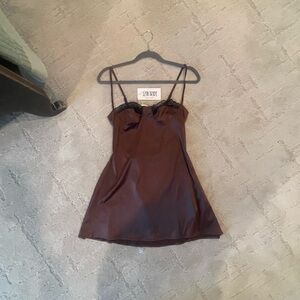 12th Tribe Brown Satin Dress